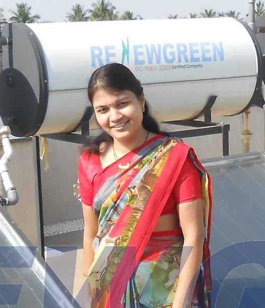 Mrs. Mona Sarda with solar heater